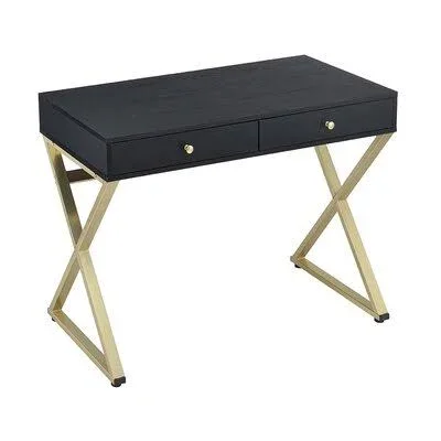 Bolivar Desk Everly Quinn Color (Top/Frame): Black/Brass