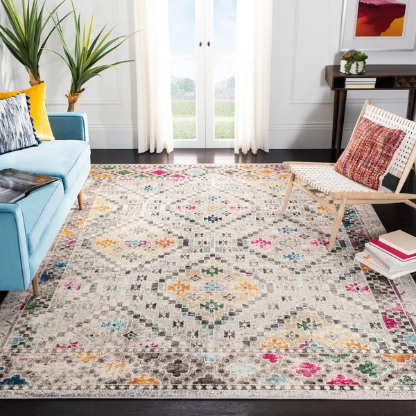 Safavieh Madison 418 Area Rug, Dark Blue, Yellow, 6&7x22 x 6&7x22 Round