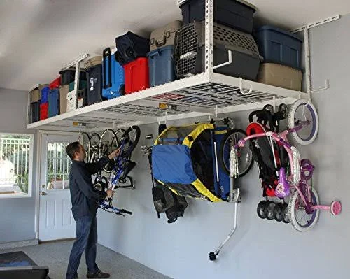SafeRacks 4& x 8& Overhead Storage 2-Rack Kit, 18 inch - 33 inch Ceiling Drop Perfect for The Garage or Basement, Each Storage R
