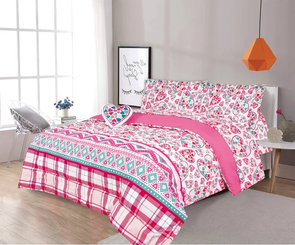Sapphire Home 8 Piece Full Size Girls Kids Teens Comforter Set Bed in Bag - Shams, Sheet Set & Decorative Toy Pillow, Kids Co