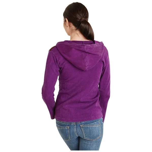Women's Zip Front Hoodie - Folk Art Hand-Embroidered Sweatshirt