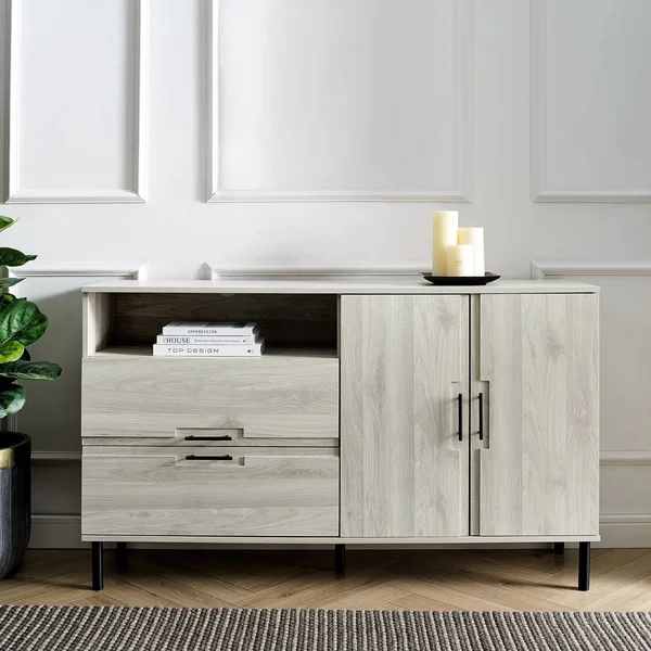 56x22 2 Door Contemporary Sideboard Birch - Saracina Home