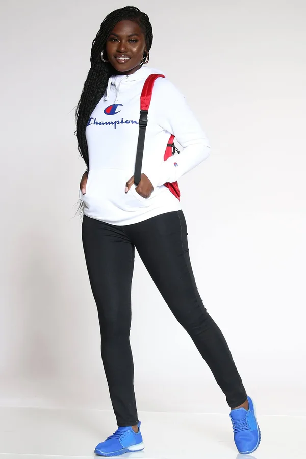 Champion Women's Powerblend Graphic Hoodie, Large, White