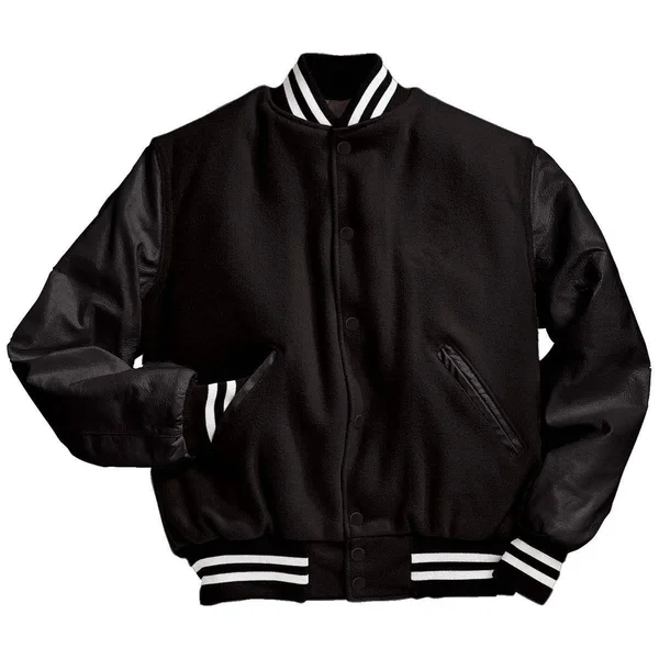 Holloway 224183 Varsity Jacket - Black-Black-White