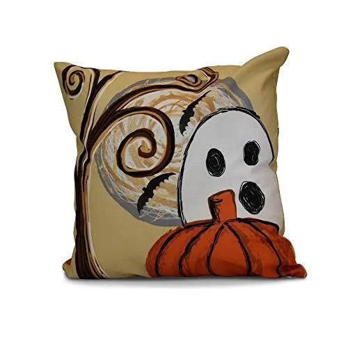 E by Design 18 x 18-Inch - Ooky Spooky, Geometric Print Pillow, Gold