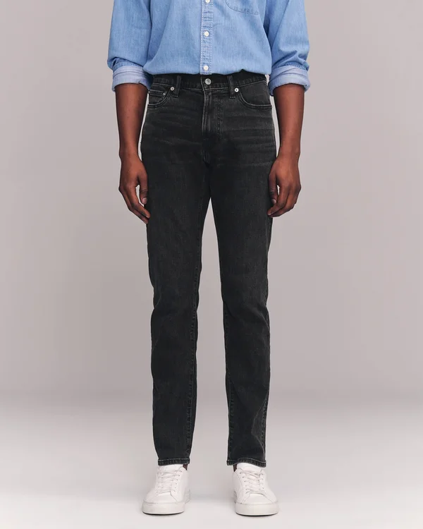 Men's Skinny Jeans in Washed Black, Size 38 x 34, Abercrombie & Fitch