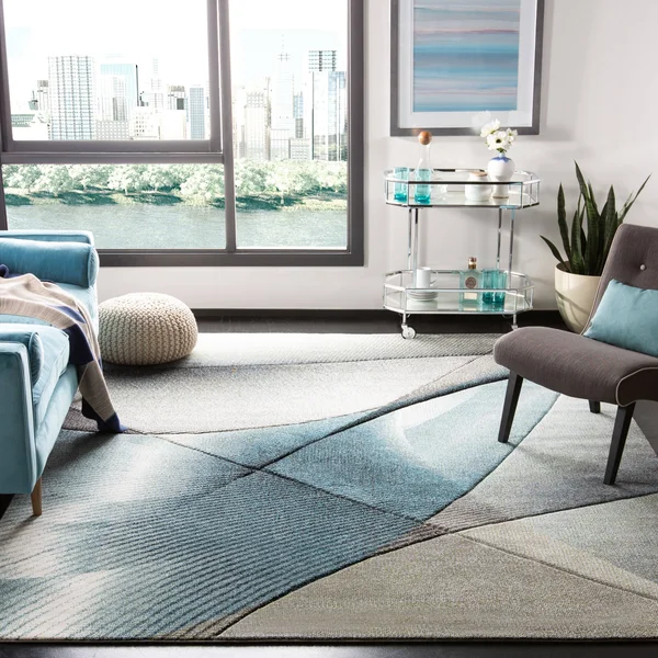 Safavieh Hollywood Celandine Abstract Area Rug, Grey/Light Blue, 5&3 inch x 7&6 inch