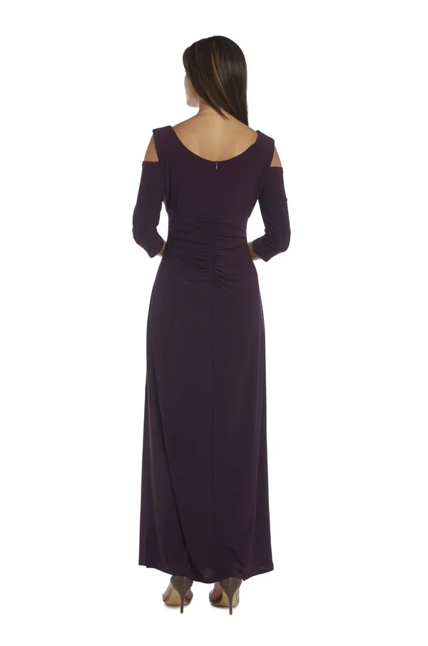 Ru0026M Richards Women's Empire Waist Cold Shoulder Dress with Sleeves 6 - Coal