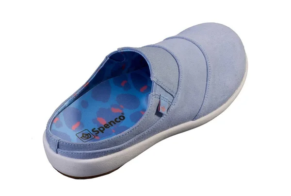Spenco Orthotic Layered Siesta Mules - NuevoBokeh, Size 7-1/2 Medium, Blue Fog