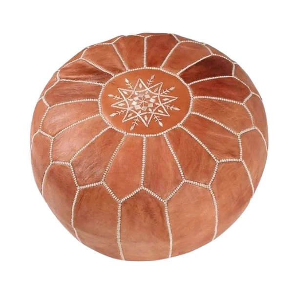 Premium Handmade Moroccan Leather Pouf - Ottoman Footstool Hassock 100% Real Natural Leather pouffe.