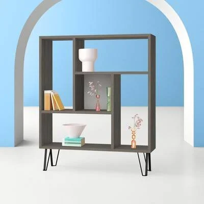 Levinson 42.5x22 H x 35.4x22 W Geometric Bookcase Hashtag Home Color: Gray