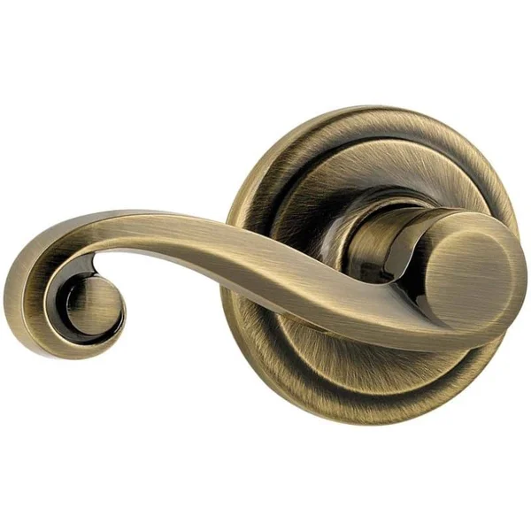 Kwikset 967LLRH-5S Lido Lever Right Hand Double Cylinder Interior with Smart KEY - Antique Brass