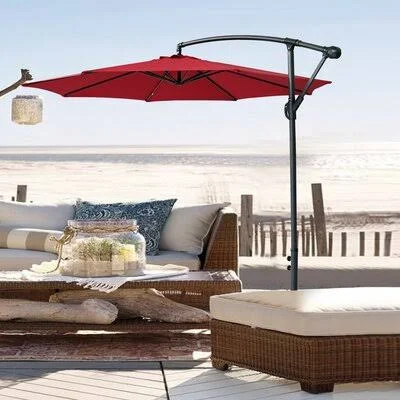 9.6& x 9.6& Rectangular Cantilever Umbrella Arlmont & Co. Fabric Color: Burgundy Red