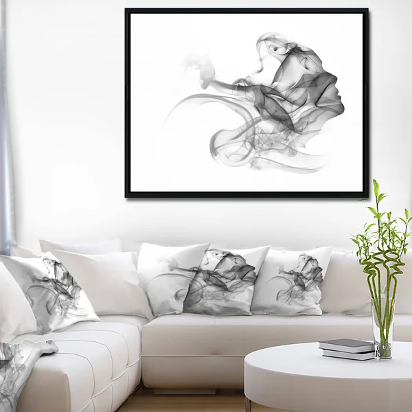 Designart & Woman and Smoke Double Exposure & Portrait Framed Canvas Art Print, Size: 46 inch x 36 inch