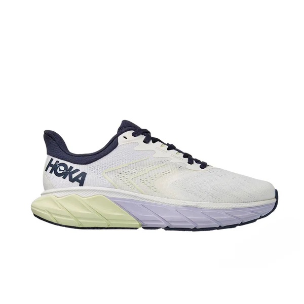 Hoka Women's Arahi 5 Road Running Shoes in Blanc De Blanc/Outer Space, Size 5