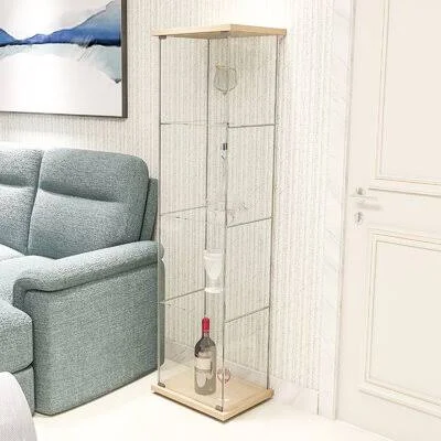 Rosenzweig Floor Standing 4-Shelf Glass Display Cabinet with Door Wade Logan Color: Natural