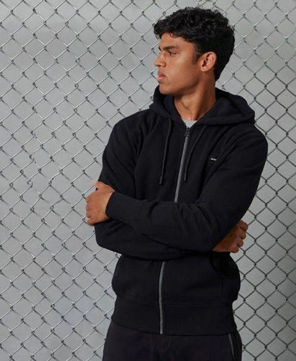 Superdry Men's Sportstyle Zip Hoodie Black Size: Xs