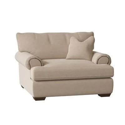 Bonin Armchair Body Fabric: Tibby Linen - Nailhead Detail: Pewter