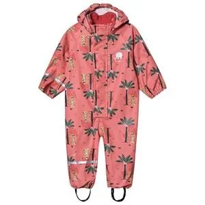Celavi Cheetah Rain Suit Baked Apple - Kids - Rain Coveralls - Pink