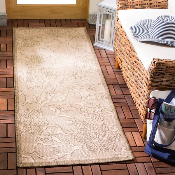 Safavieh Courtyard CY2726-3901 5&3x22 x 7&7x22 Sand, Black Area Rug