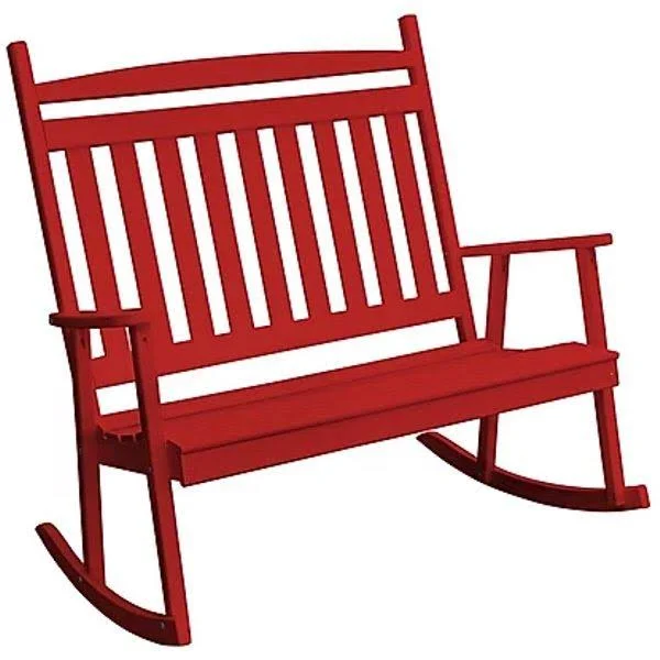 Yellow Pine Double Classic Porch ROCKER, Size: 3.5, Red