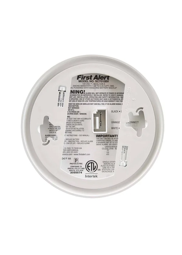 First Alert Photoelectric Smoke And Carbon Monoxide Detector With Voice Alarm - 120 Volt Ac/Dc, White