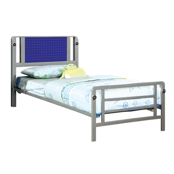 Furniture of America Brennise Silver and Dark Blue Metal Youth Bed (Full)