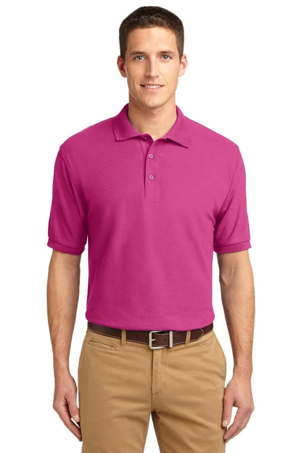12 Promotional Port Authority K500 Men's 5 oz Silk Touch Polo - Tropical Pink - XLT