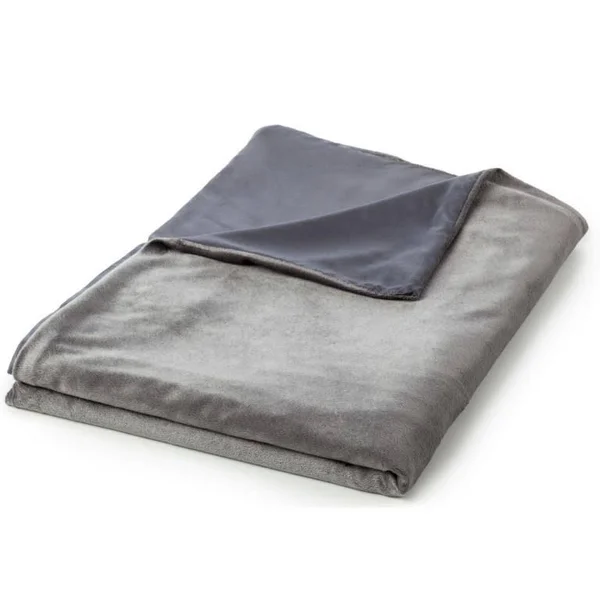 Bibb Home Weighted Blanket with Reversible Removable COVER, Silver, 60x22 x 80x22 - 15 lb