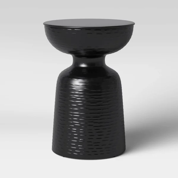 Round Metal Hammered End Table Black - Project 62