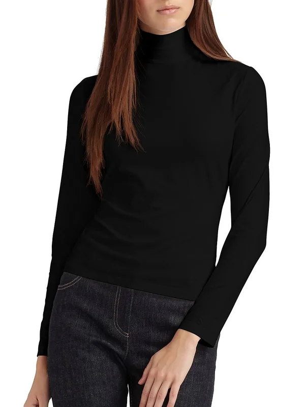 St. John Women's Caviar Collection Fine Jersey Turtleneck Top 0453807741049 - Large, Caviar