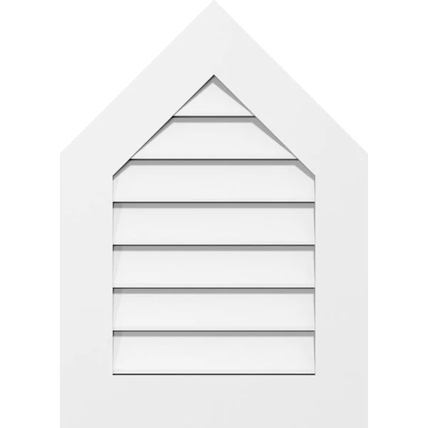 Ekena Millwork GVPPE28X4001SF-14 28x22W x 40x22H Peaked Top Surface Mount PVC Gable Vent 14/12 Pitch: Functional - w/ 3-1/2x22W x