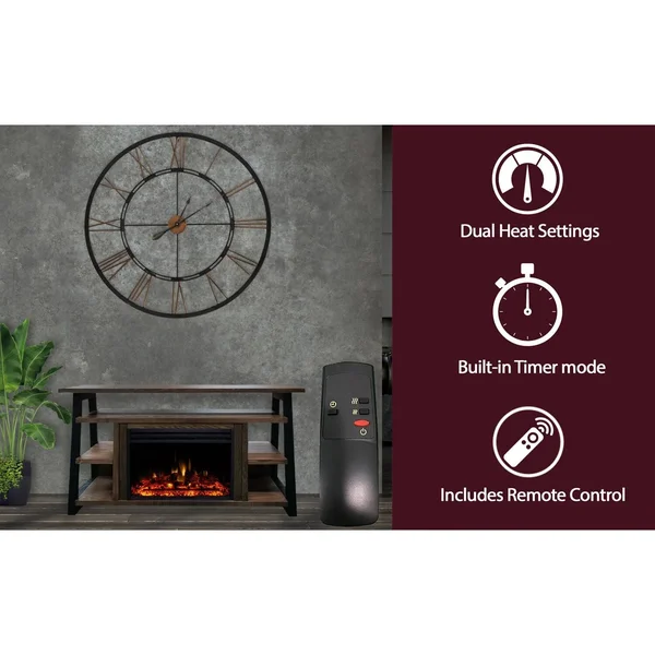 Cambridge 32x22 Sawyer Electric Fireplace Mantel/Enhanced Log - Walnut