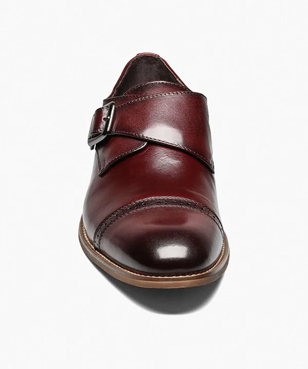 Stacy Adams Desmond Cap-Toe Monk-Strap Loafer (Burgundy) Men's Shoes