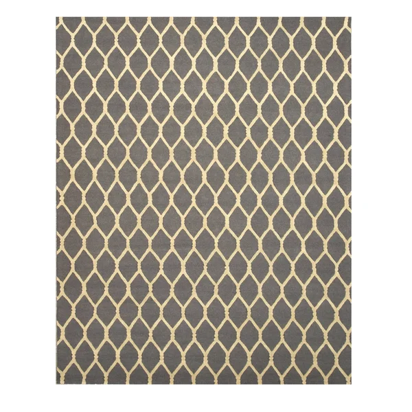 EORC Vc1001gy Charcoal Hand Tufted Wool Chain-Link Rug, 5& x 8&