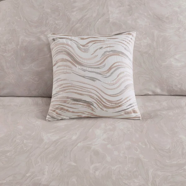 Madison Park Emory 6 Piece Cotton Sateen Duvet Cover Set - King/Cal King, Rose Gold/Beige