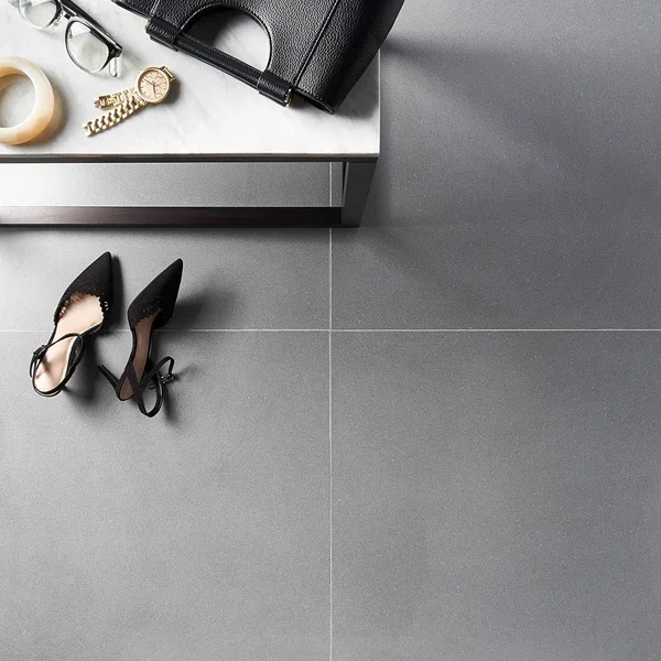 TileBar Terrazzo Italy Dolce Gris 24x24 Honed Marble Tile - Gray, Backsplash, Wall and Floor