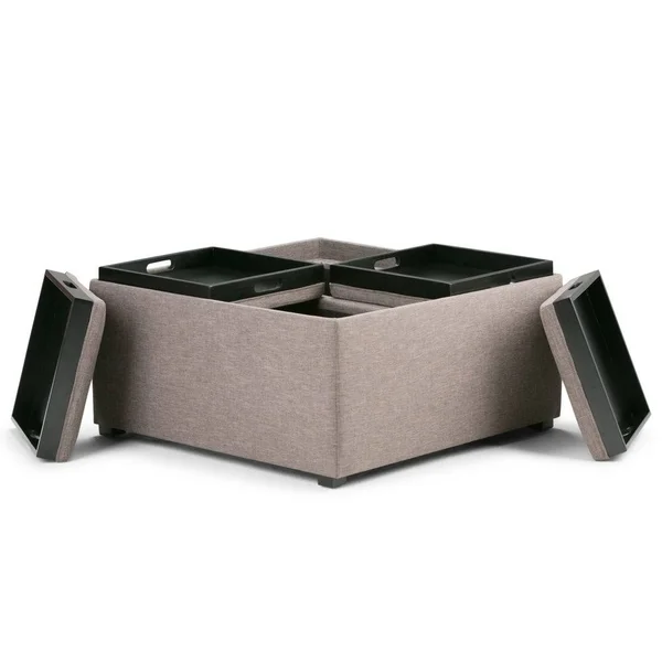 Wyndenhall Franklin 35 inch Wide Contemporary Square Table Ottoman (Tanners Brown)