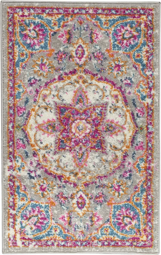 Nourison Passion PSN22 Area Rug, Grey/Multi, 8& Round