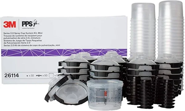 3M 26114 PPS Series 2.0 Spray Cup System Kit, Mini (6.8 fl oz, 200 mL) 200 Micron Filter