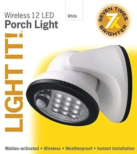 Light It! by Fulcrum 20036-101 12 LED Wireless Motion Sensor Weatherproof Porch Light - 2 Pack, Silver