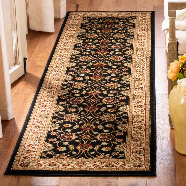 Safavieh 2&-3x22 x 12& Lyndhurst LNH553 Black, Ivory Rug