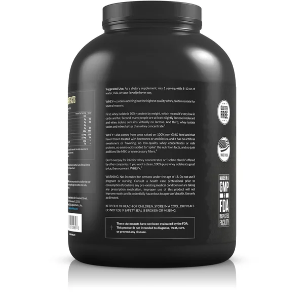 Legion Whey+ Vanilla Whey Isolate Protein Powder from Grass Fed Cows, 5lb. Low CARB, Low Calorie, Non-GMO, Lactose Free, Gluten