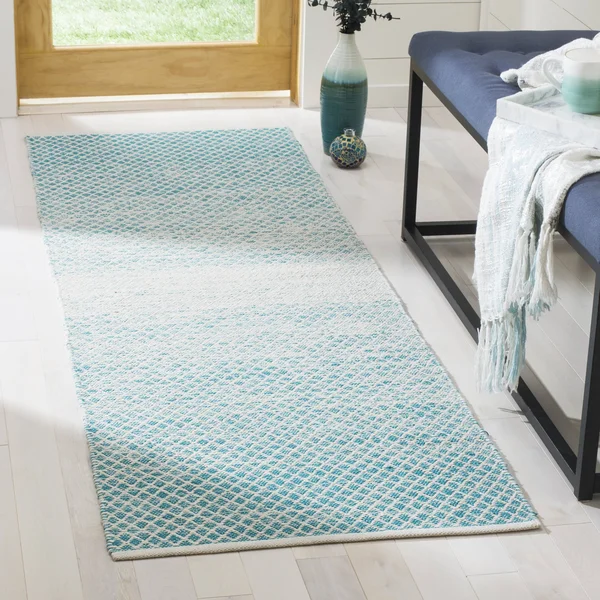 Safavieh Montauk MTK601E Turquoise - Ivory 4& x 6& Area Rug