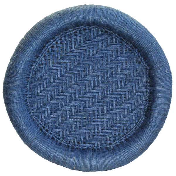 Natural Geo Moray Decorative Handwoven Jute Stool in Blue (Set of 2)