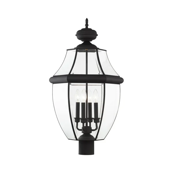 Livex Lighting Monterey 4 Light Outdoor Post Lantern, Black 2358-04