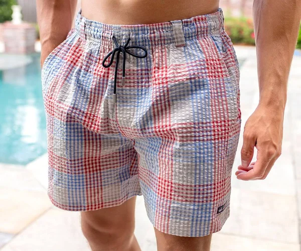 Southern Marsh Dockside Swim Trunk-Gingham Red/Blue XL Mens Swim