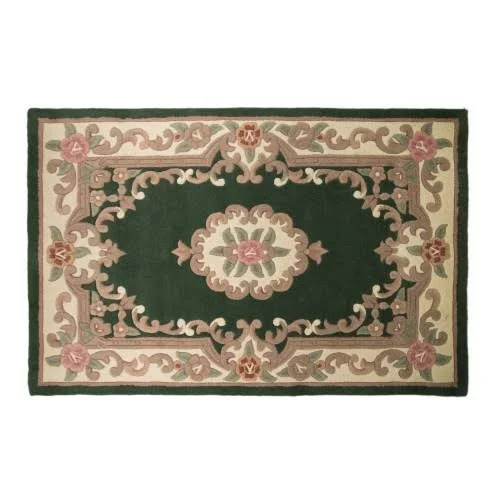 Flair Rugs Lotus Premium Aubusson Traditional Floral Patterned Floor Rug Green Floor Rug