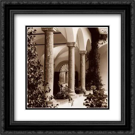 Piazza Toscana 2X Matted 20x20 Black Ornate Framed Art Print by Blaustein - Alan