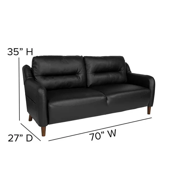 Upholstered Bustle Back Sofa in Gray Leather